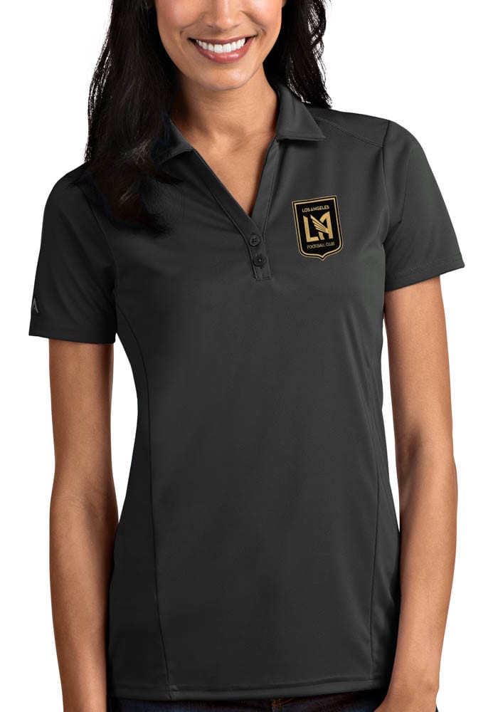 Antigua Los Angeles FC Womens Grey Tribute Short Sleeve Polo Shirt