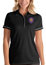 Antigua Orlando City SC Womens Black Salute Short Sleeve Polo Shirt
