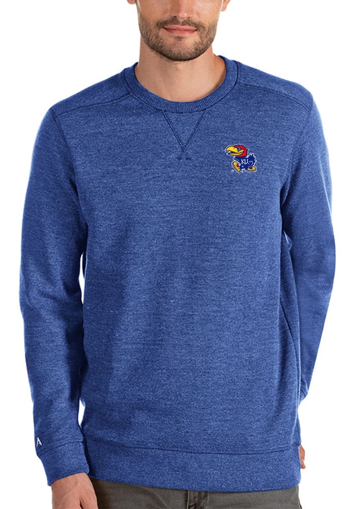 Antigua Kansas Jayhawks Mens Blue Defender Long Sleeve Sweater