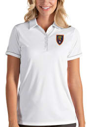 Antigua Real Salt Lake Womens White Salute Short Sleeve Polo Shirt