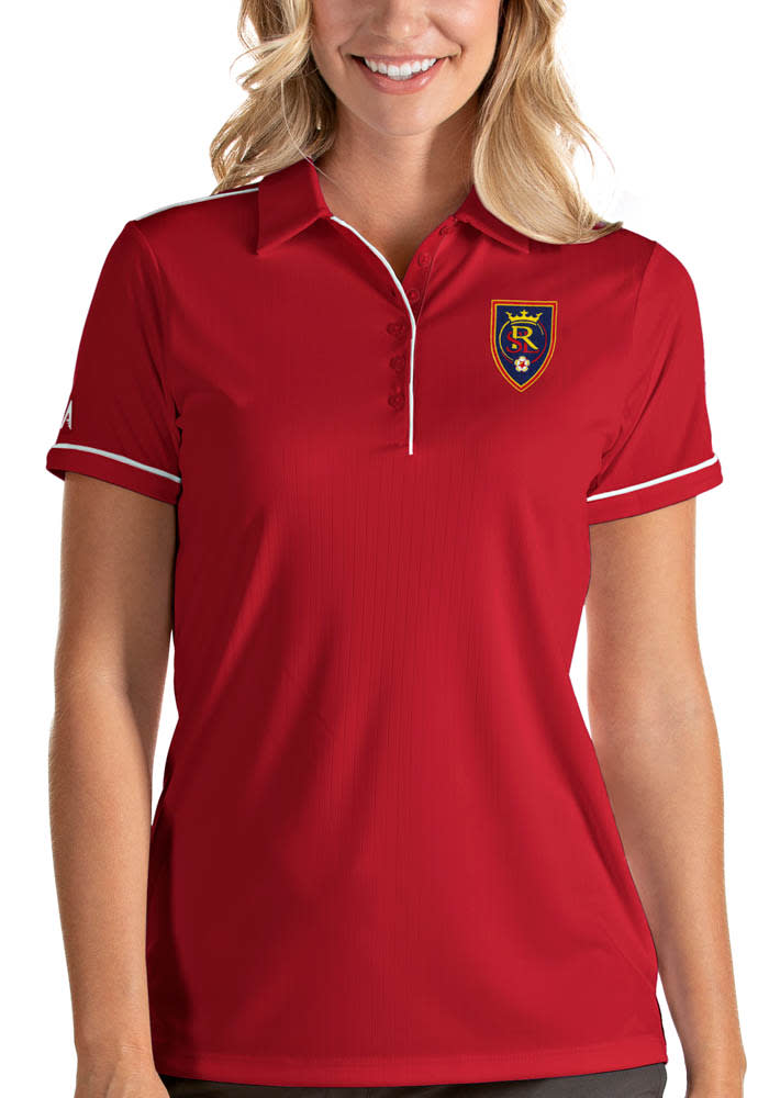 Antigua Real Salt Lake Womens Red Salute Short Sleeve Polo Shirt