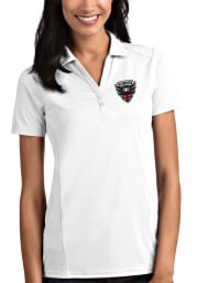 Antigua DC United Womens White Tribute Short Sleeve Polo Shirt