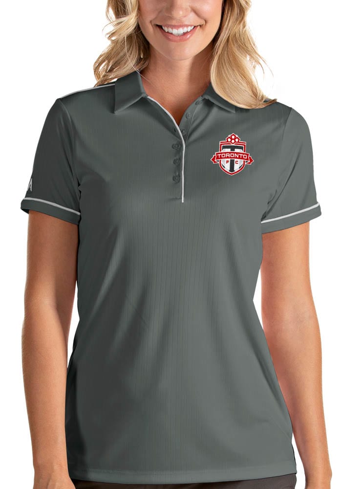 Antigua Toronto FC Womens Grey Salute Short Sleeve Polo Shirt