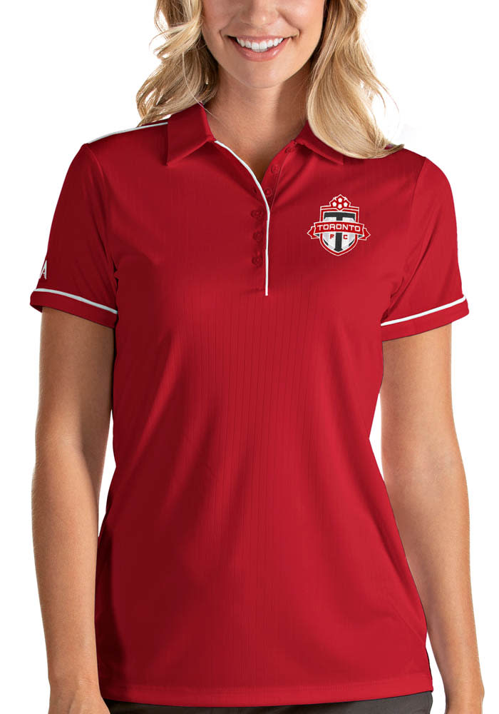Antigua Toronto FC Womens Red Salute Short Sleeve Polo Shirt