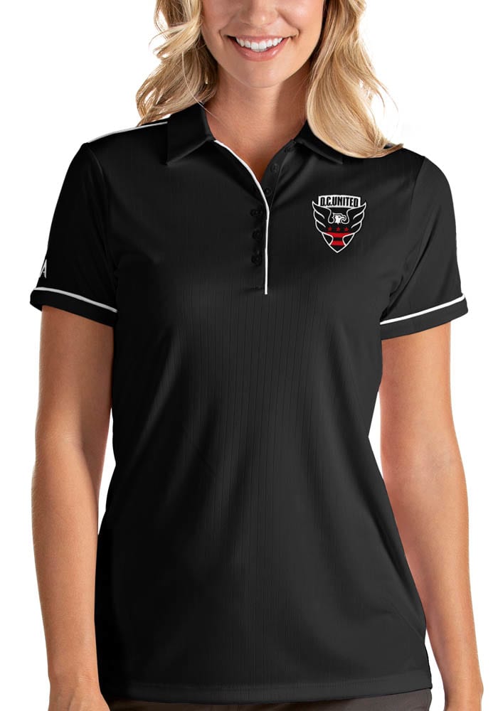 Antigua DC United Womens Black Salute Short Sleeve Polo Shirt