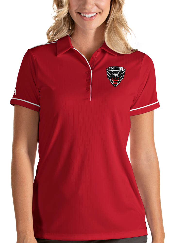 Antigua DC United Womens Red Salute Short Sleeve Polo Shirt