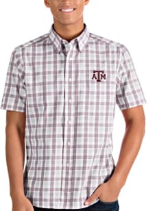 Antigua Texas A&amp;M Aggies Mens Maroon Crew Short Sleeve Dress Shirt