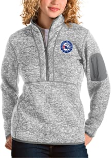 Antigua Philadelphia 76ers Womens Grey Fortune 1/4 Zip Pullover