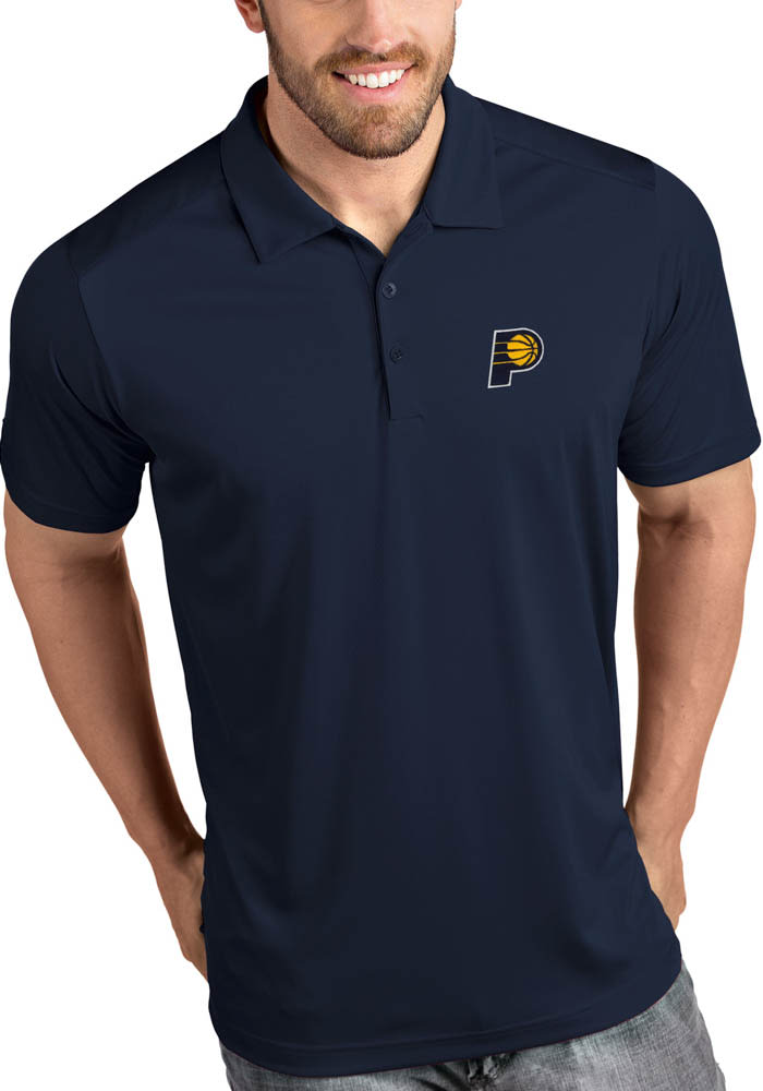Antigua Indiana Pacers Mens Navy Blue Tribute Short Sleeve Polo