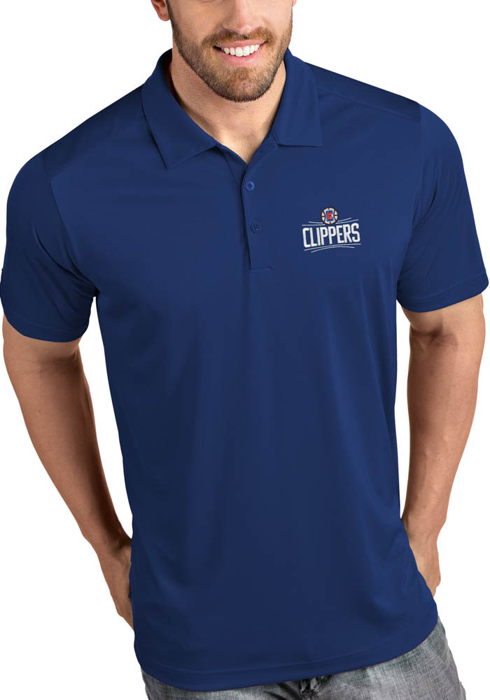 Antigua Los Angeles Clippers Mens Blue Tribute Short Sleeve Polo