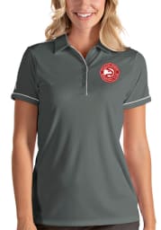 Antigua Atlanta Hawks Womens Grey Salute Short Sleeve Polo Shirt