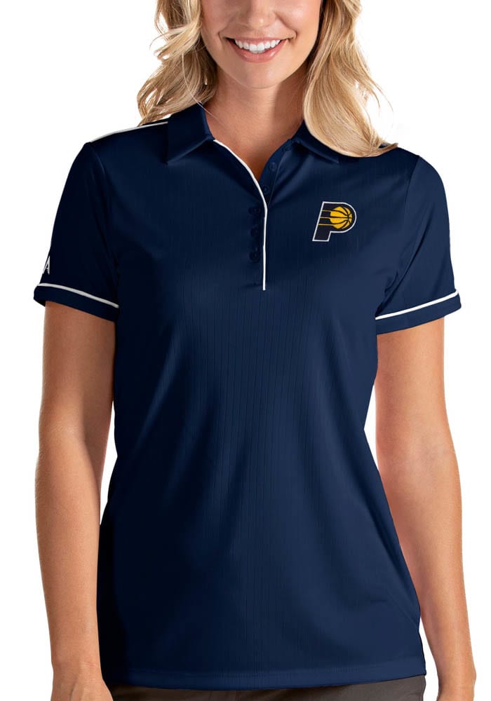 Antigua Indiana Pacers Womens Navy Blue Salute Short Sleeve Polo Shirt