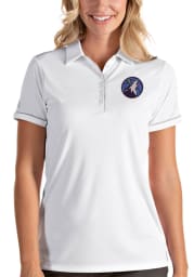Antigua Minnesota Timberwolves Womens White Salute Short Sleeve Polo Shirt