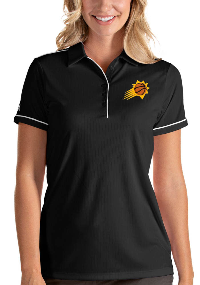 Antigua Phoenix Suns Womens Black Salute Short Sleeve Polo Shirt