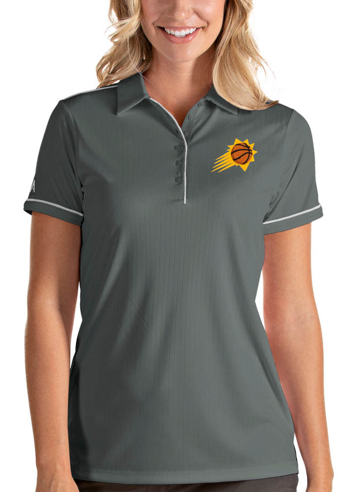 Antigua Phoenix Suns Womens Grey Salute Short Sleeve Polo Shirt