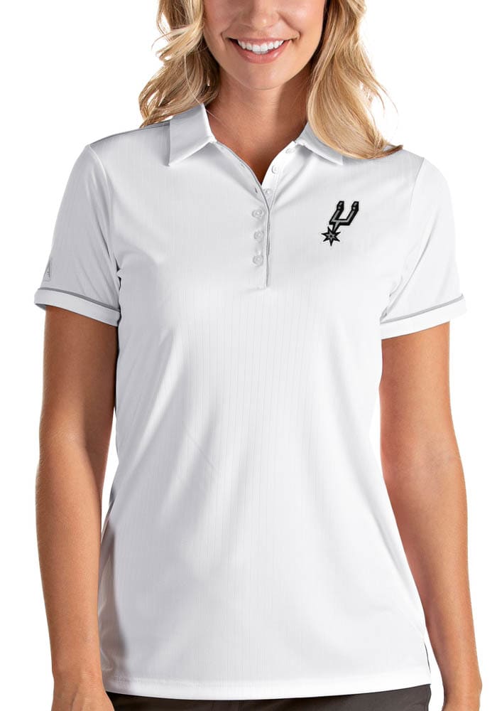 Antigua San Antonio Spurs Womens White Salute Short Sleeve Polo Shirt