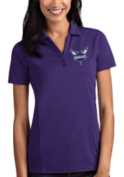 Antigua Charlotte Hornets Womens Purple Tribute Short Sleeve Polo Shirt