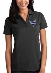 Antigua Charlotte Hornets Womens Grey Tribute Short Sleeve Polo Shirt