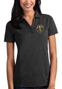 Antigua Denver Nuggets Womens Grey Tribute Short Sleeve Polo Shirt