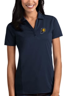 Antigua Indiana Pacers Womens Navy Blue Tribute Short Sleeve Polo Shirt