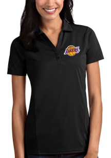 Antigua Los Angeles Lakers Womens Black Tribute Short Sleeve Polo Shirt
