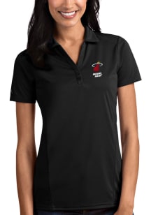 Antigua Miami Heat Womens Black Tribute Short Sleeve Polo Shirt