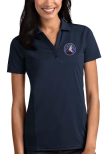 Antigua Minnesota Timberwolves Womens Navy Blue Tribute Short Sleeve Polo Shirt