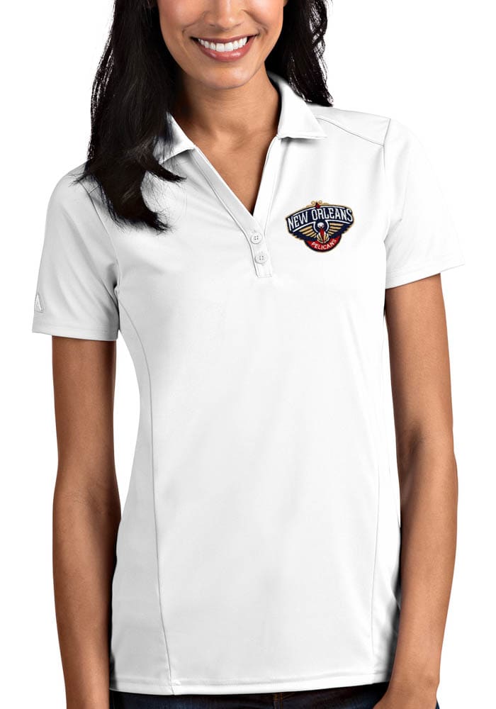 Antigua New Orleans Pelicans Womens White Tribute Short Sleeve Polo Shirt