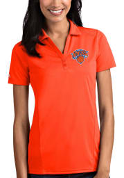 Antigua New York Knicks Womens Orange Tribute Short Sleeve Polo Shirt