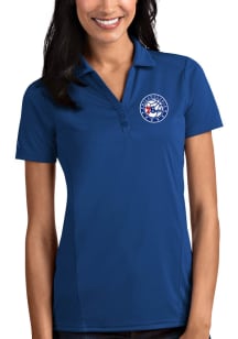 Antigua Philadelphia 76ers Womens Blue Tribute Short Sleeve Polo Shirt