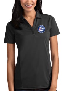 Antigua Philadelphia 76ers Womens Grey Tribute Short Sleeve Polo Shirt