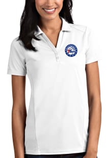 Antigua Philadelphia 76ers Womens White Tribute Short Sleeve Polo Shirt
