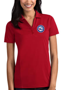 Antigua Philadelphia 76ers Womens Red Tribute Short Sleeve Polo Shirt