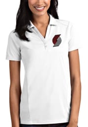 Antigua Portland Trail Blazers Womens White Tribute Short Sleeve Polo Shirt