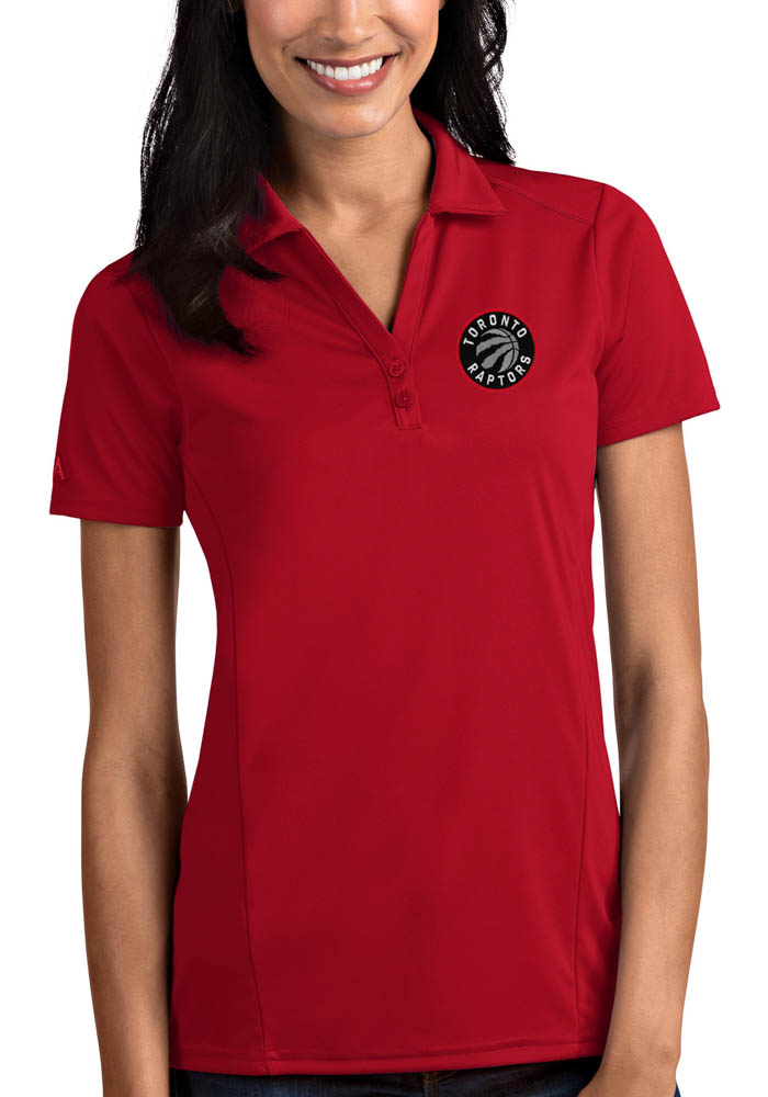 Antigua Toronto Raptors Womens Red Tribute Short Sleeve Polo Shirt