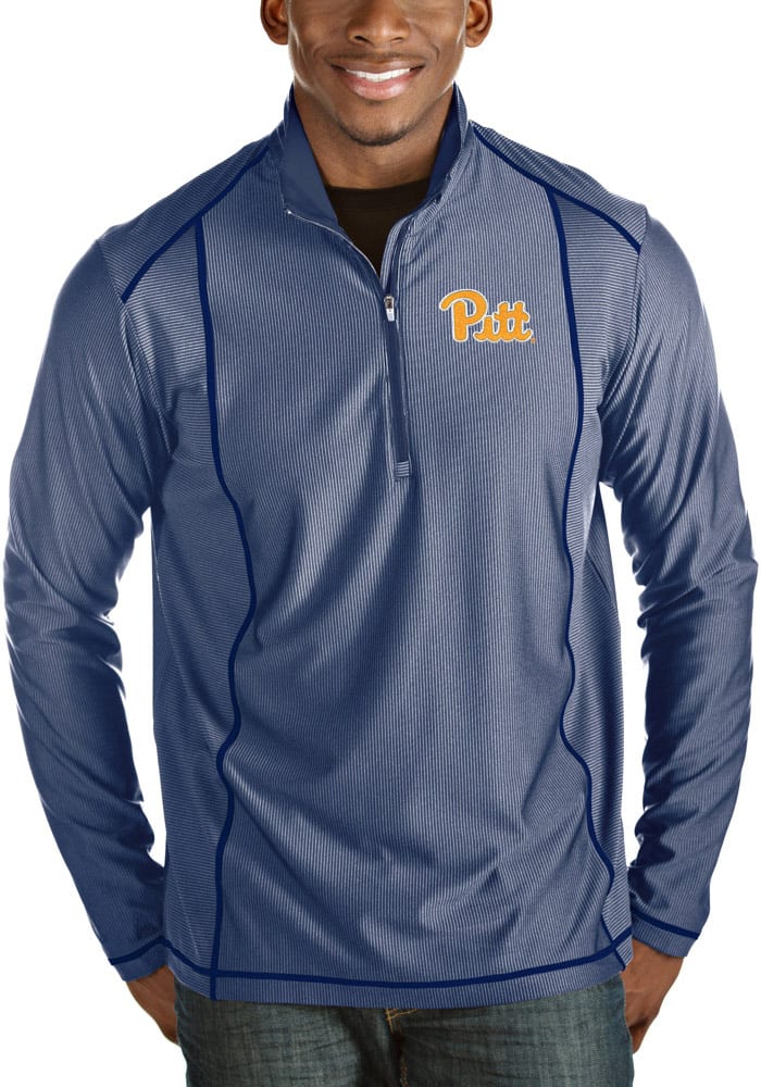 Antigua Pitt Panthers Mens Blue Tempo Long Sleeve 1/4 Zip Pullover