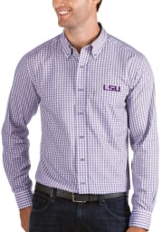 Antigua LSU Tigers Mens Purple Structure Long Sleeve Dress Shirt
