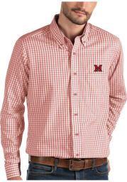 Antigua Miami RedHawks Mens Red Structure Long Sleeve Dress Shirt