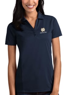 Antigua Notre Dame Fighting Irish Womens Navy Blue Tribute Short Sleeve Polo Shirt