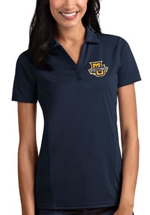 Antigua Marquette Golden Eagles Womens Navy Blue Tribute Short Sleeve Polo Shirt