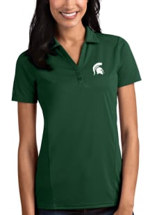 Womens Michigan State Spartans Green Antigua Tribute Short Sleeve Polo Shirt