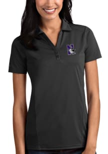 Womens Northwestern Wildcats Grey Antigua Tribute Short Sleeve Polo Shirt