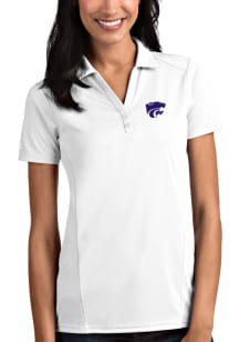 Antigua K-State Wildcats Womens White Tribute Short Sleeve Polo Shirt