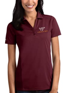 Antigua Virginia Tech Hokies Womens Maroon Tribute Short Sleeve Polo Shirt