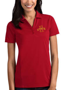 Antigua Iowa State Cyclones Womens Red Tribute Short Sleeve Polo Shirt