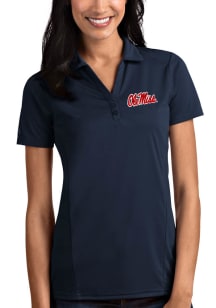 Antigua Ole Miss Rebels Womens Navy Blue Tribute Short Sleeve Polo Shirt