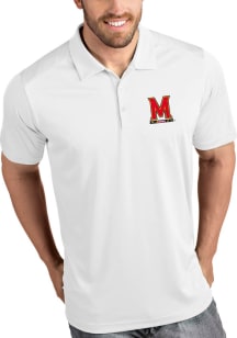 Mens Maryland Terrapins White Antigua Tribute Short Sleeve Polo Shirt