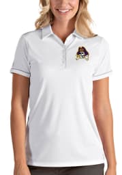 Antigua East Carolina Pirates Womens White Salute Short Sleeve Polo Shirt