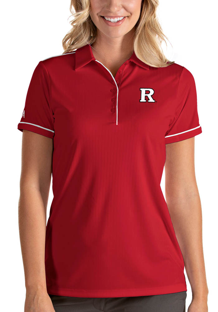 Antigua Rutgers Scarlet Knights Womens Red Salute Short Sleeve Polo Shirt