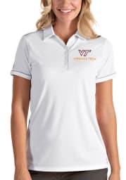 Antigua Virginia Tech Hokies Womens White Salute Short Sleeve Polo Shirt